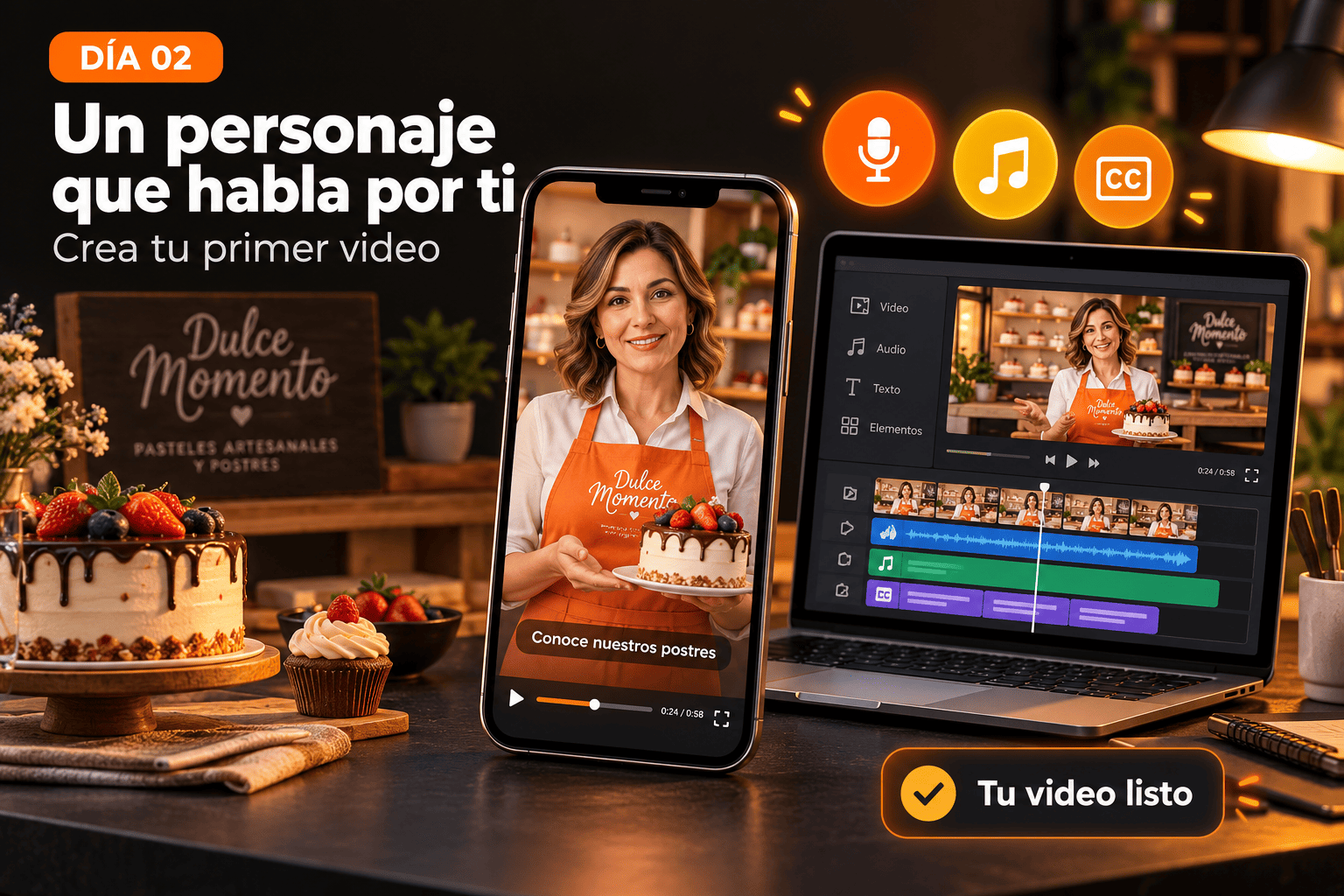 Día 2: Videos y un personaje que habla por ti, ejemplo con la pastelería Dulce Momento